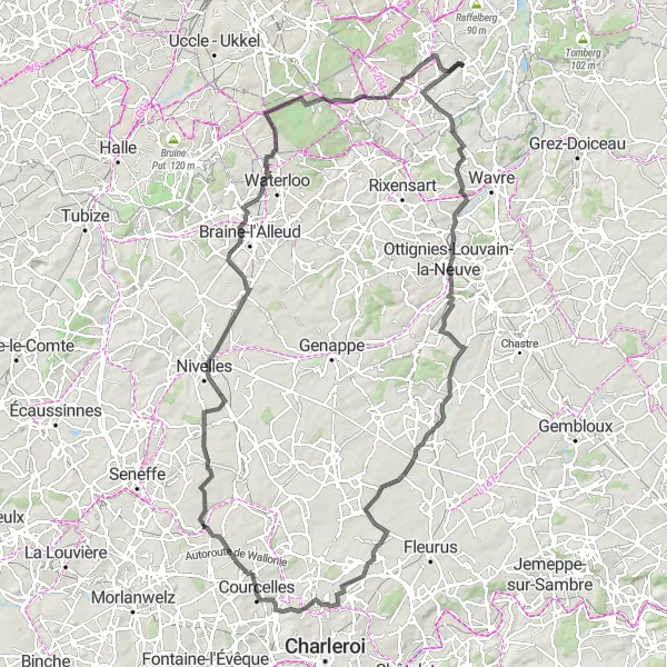 Karten-Miniaturansicht der Radinspiration "Radroute von Huldenberg nach Limal und Eizer" in Prov. Vlaams-Brabant, Belgium. Erstellt vom Tarmacs.app-Routenplaner für Radtouren