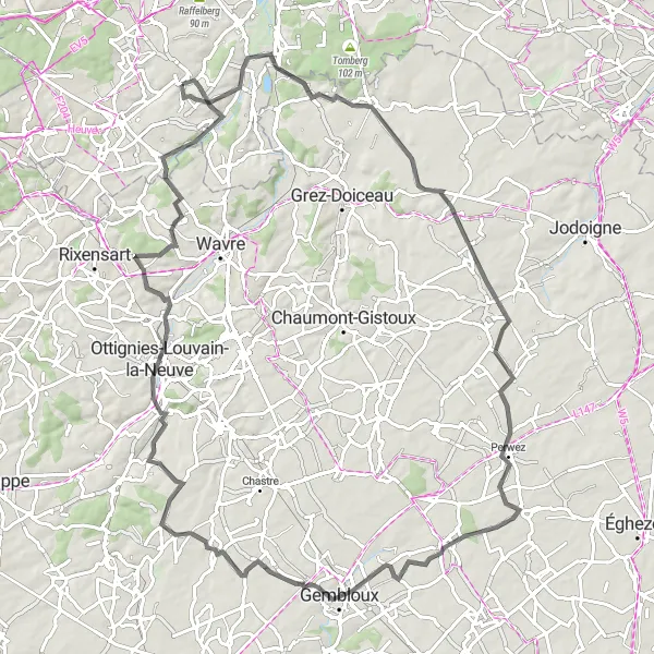 Miniatuurkaart van de fietsinspiratie "Wegroute naar Terlanen" in Prov. Vlaams-Brabant, Belgium. Gemaakt door de Tarmacs.app fietsrouteplanner