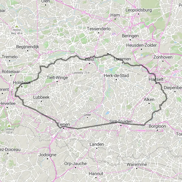 Map miniature of "Ultimate Cycling Adventure: Kessel-Lo to Korbeek-Lo Loop" cycling inspiration in Prov. Vlaams-Brabant, Belgium. Generated by Tarmacs.app cycling route planner