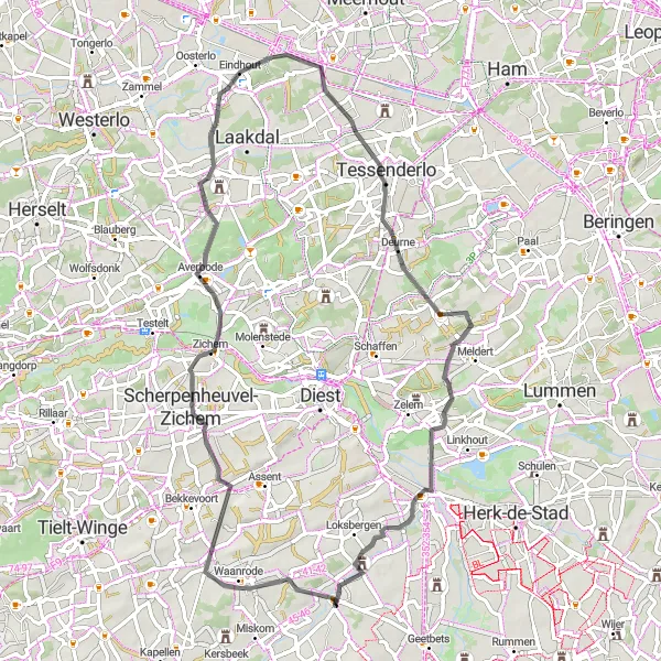 Karten-Miniaturansicht der Radinspiration "Panorama-Radtour durch Vlaams-Brabant" in Prov. Vlaams-Brabant, Belgium. Erstellt vom Tarmacs.app-Routenplaner für Radtouren