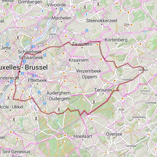 Map miniature of "Vossem Adventure" cycling inspiration in Prov. Vlaams-Brabant, Belgium. Generated by Tarmacs.app cycling route planner