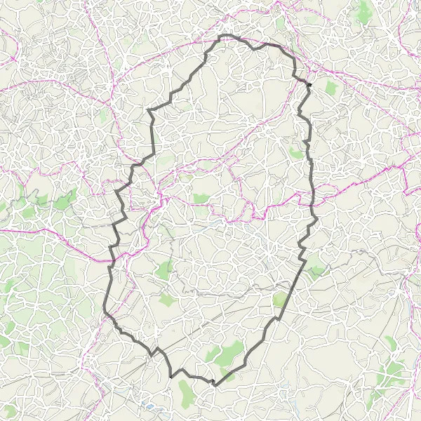 Map miniature of "The Ultimate Challenge" cycling inspiration in Prov. Vlaams-Brabant, Belgium. Generated by Tarmacs.app cycling route planner