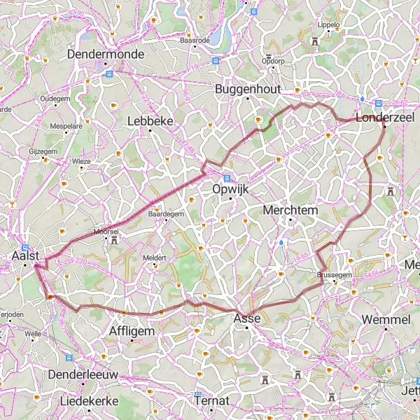 Karten-Miniaturansicht der Radinspiration "Gravel Radtour um Londerzeel" in Prov. Vlaams-Brabant, Belgium. Erstellt vom Tarmacs.app-Routenplaner für Radtouren