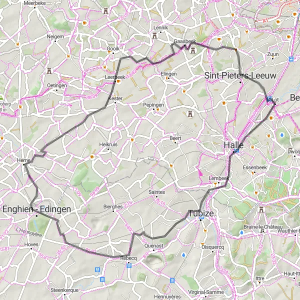 Miniatuurkaart van de fietsinspiratie "Verken de pittoreske dorpjes van Vlaams-Brabant" in Prov. Vlaams-Brabant, Belgium. Gemaakt door de Tarmacs.app fietsrouteplanner