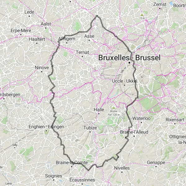 Karten-Miniaturansicht der Radinspiration "Radweg Wemmel - Putberg" in Prov. Vlaams-Brabant, Belgium. Erstellt vom Tarmacs.app-Routenplaner für Radtouren