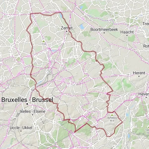 Karten-Miniaturansicht der Radinspiration "Huldenberg - Nieuwenrode Rundfahrroute" in Prov. Vlaams-Brabant, Belgium. Erstellt vom Tarmacs.app-Routenplaner für Radtouren