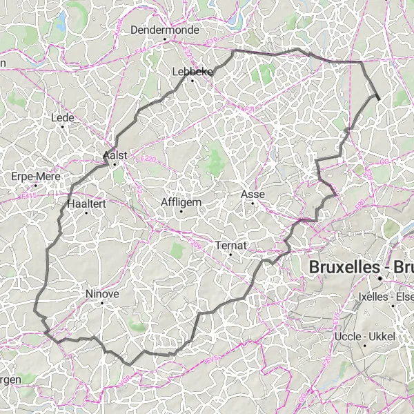 Map miniature of "Nieuwenrode Circuit" cycling inspiration in Prov. Vlaams-Brabant, Belgium. Generated by Tarmacs.app cycling route planner