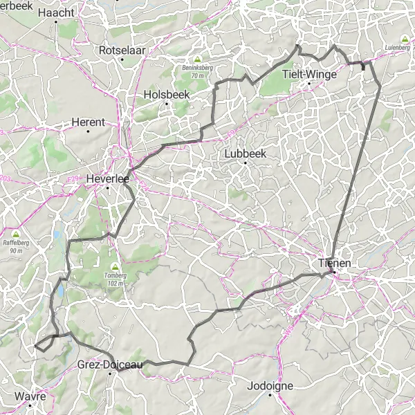 Karten-Miniaturansicht der Radinspiration "Rundfahrt durch Vlaams-Brabant" in Prov. Vlaams-Brabant, Belgium. Erstellt vom Tarmacs.app-Routenplaner für Radtouren