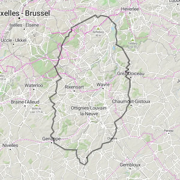 Miniature de la carte de l'inspiration cycliste "Le Tour de Tervuren" dans la Prov. Vlaams-Brabant, Belgium. Générée par le planificateur d'itinéraire cycliste Tarmacs.app
