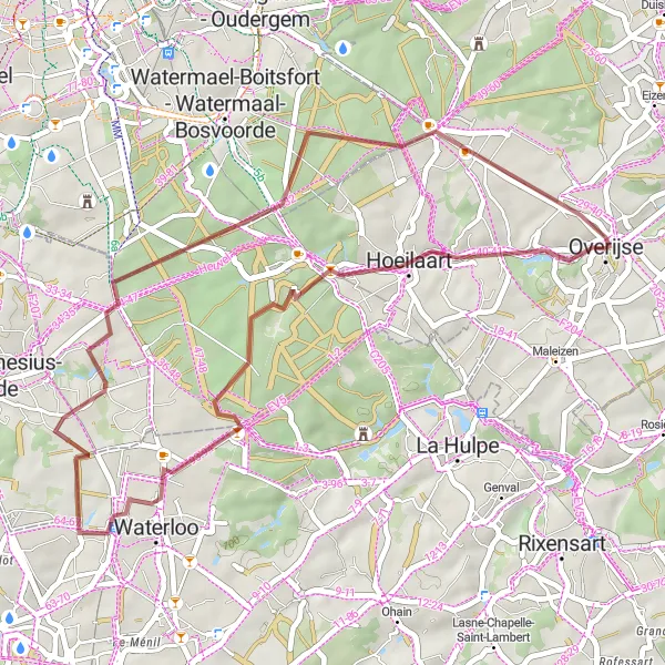 Map miniature of "Picturesque Ride Through Overijse" cycling inspiration in Prov. Vlaams-Brabant, Belgium. Generated by Tarmacs.app cycling route planner