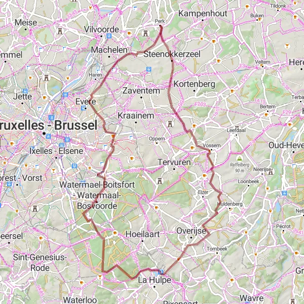 Map miniature of "Exploring the Countryside" cycling inspiration in Prov. Vlaams-Brabant, Belgium. Generated by Tarmacs.app cycling route planner