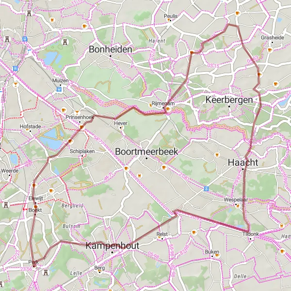 Map miniature of "Gravel Splendor" cycling inspiration in Prov. Vlaams-Brabant, Belgium. Generated by Tarmacs.app cycling route planner