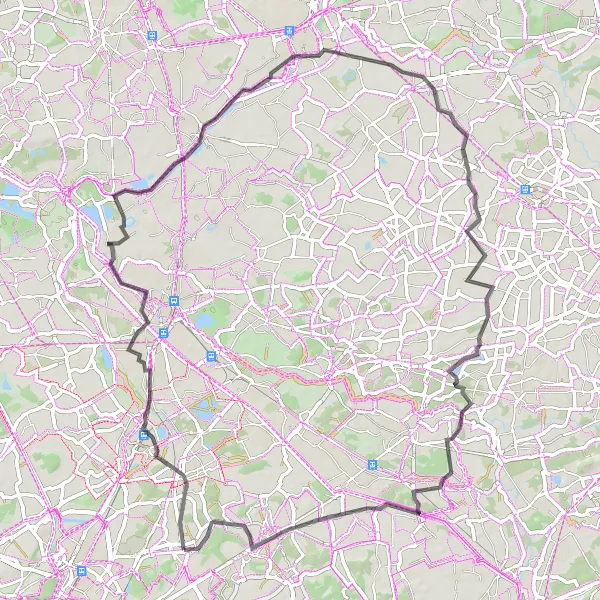 Miniatuurkaart van de fietsinspiratie "Kastelen en Natuur rond Mechelen" in Prov. Vlaams-Brabant, Belgium. Gemaakt door de Tarmacs.app fietsrouteplanner