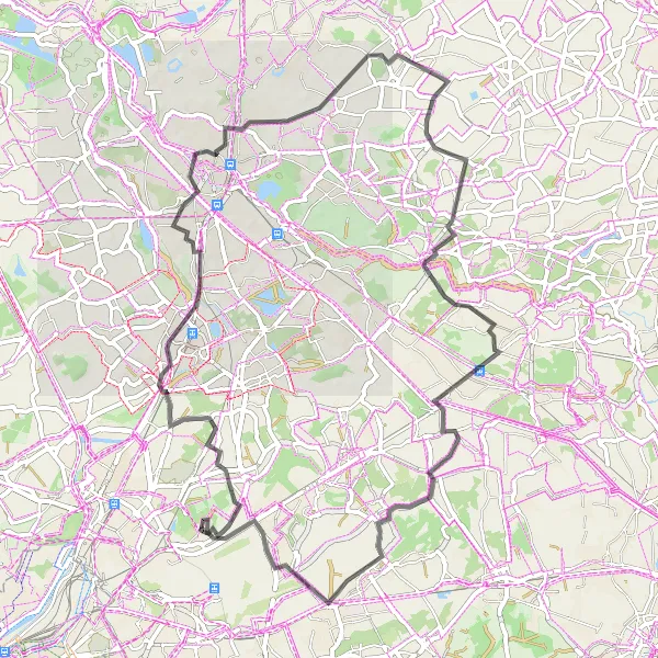 Map miniature of "Road Route: Melsbroek to Kasteel Ravaart" cycling inspiration in Prov. Vlaams-Brabant, Belgium. Generated by Tarmacs.app cycling route planner