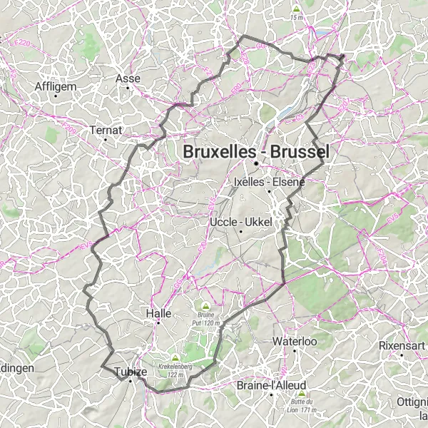 Karten-Miniaturansicht der Radinspiration "Faszinierende Landschaften entlang der Route" in Prov. Vlaams-Brabant, Belgium. Erstellt vom Tarmacs.app-Routenplaner für Radtouren