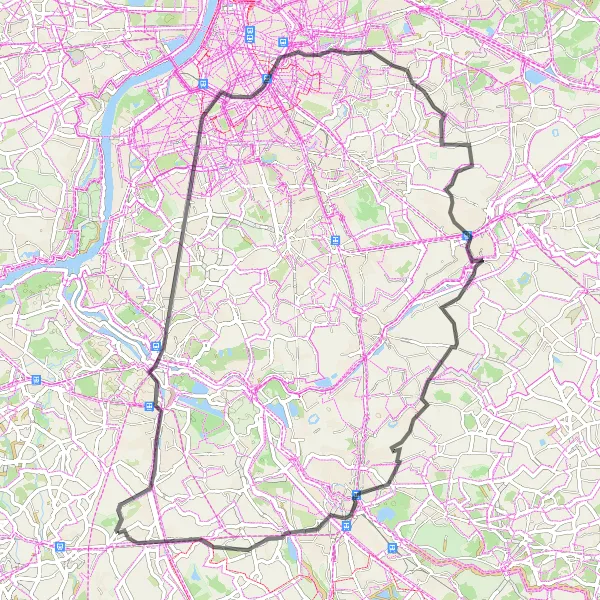 Miniature de la carte de l'inspiration cycliste "Route cyclable à travers Ramsdonk" dans la Prov. Vlaams-Brabant, Belgium. Générée par le planificateur d'itinéraire cycliste Tarmacs.app