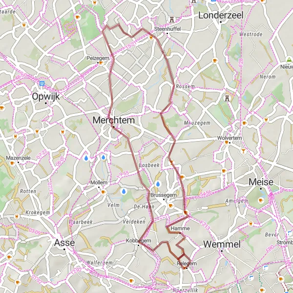 Miniature de la carte de l'inspiration cycliste "Exploration tranquille en gravel" dans la Prov. Vlaams-Brabant, Belgium. Générée par le planificateur d'itinéraire cycliste Tarmacs.app