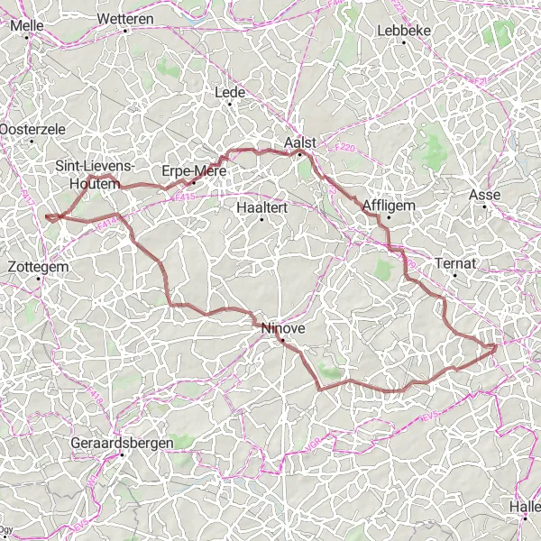 Map miniature of "Schepdaal Gravel Adventure" cycling inspiration in Prov. Vlaams-Brabant, Belgium. Generated by Tarmacs.app cycling route planner