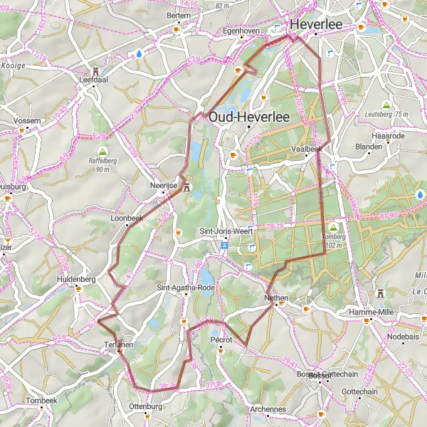 Karten-Miniaturansicht der Radinspiration "Abenteuerliche Schottertour durch die Natur" in Prov. Vlaams-Brabant, Belgium. Erstellt vom Tarmacs.app-Routenplaner für Radtouren