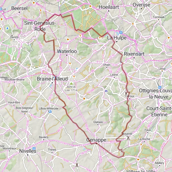 Map miniature of "Historical Landmarks and Scenic Views: The Best of Sint-Genesius-Rode" cycling inspiration in Prov. Vlaams-Brabant, Belgium. Generated by Tarmacs.app cycling route planner