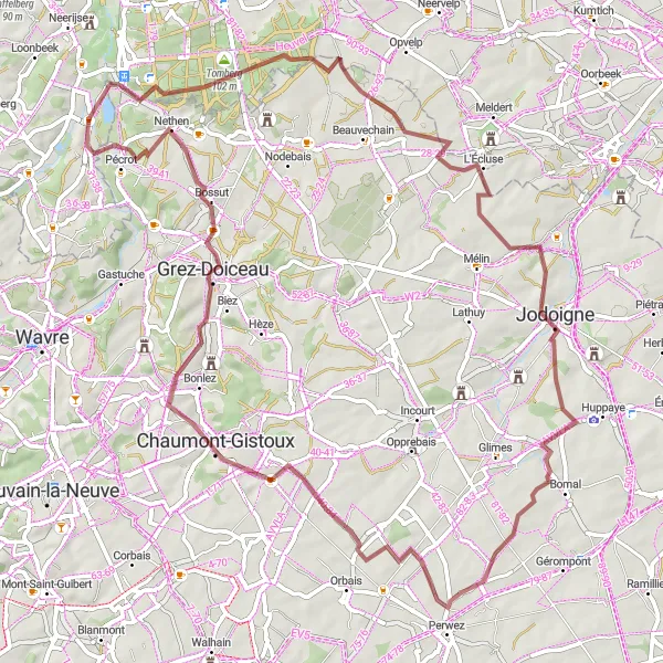 Karten-Miniaturansicht der Radinspiration "Sint-Joris-Weert Erkundung" in Prov. Vlaams-Brabant, Belgium. Erstellt vom Tarmacs.app-Routenplaner für Radtouren