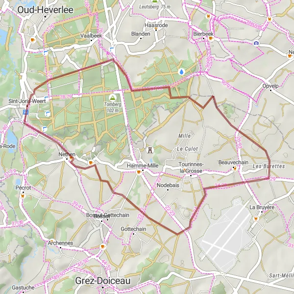 Miniatuurkaart van de fietsinspiratie "Verken de natuurlijke schoonheid van Vaalbeek en Nethen" in Prov. Vlaams-Brabant, Belgium. Gemaakt door de Tarmacs.app fietsrouteplanner