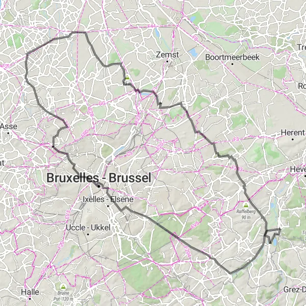 Map miniature of "Sint-Joris-Weert Road Adventure" cycling inspiration in Prov. Vlaams-Brabant, Belgium. Generated by Tarmacs.app cycling route planner