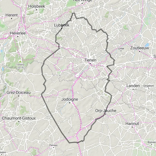 Karten-Miniaturansicht der Radinspiration "Roadtrip nach Oplinter und Beauvechain" in Prov. Vlaams-Brabant, Belgium. Erstellt vom Tarmacs.app-Routenplaner für Radtouren