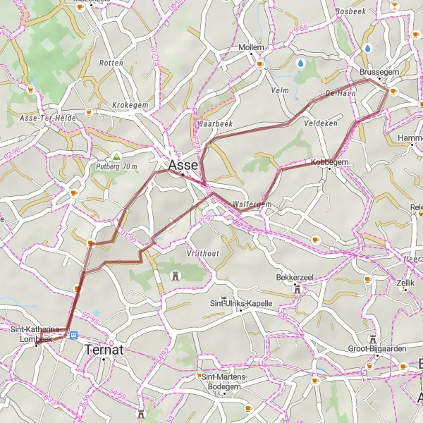 Map miniature of "Escape to Tranquility" cycling inspiration in Prov. Vlaams-Brabant, Belgium. Generated by Tarmacs.app cycling route planner