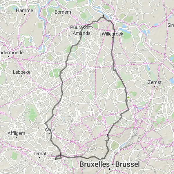 Karten-Miniaturansicht der Radinspiration "Entlang der Kanäle und Schlösser von Brabant" in Prov. Vlaams-Brabant, Belgium. Erstellt vom Tarmacs.app-Routenplaner für Radtouren