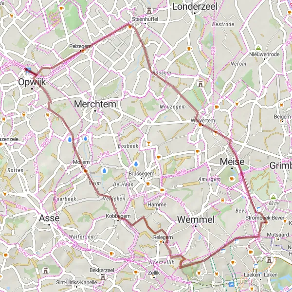 Karten-Miniaturansicht der Radinspiration "Gravel-Abenteuer rund um Strombeek-Bever" in Prov. Vlaams-Brabant, Belgium. Erstellt vom Tarmacs.app-Routenplaner für Radtouren