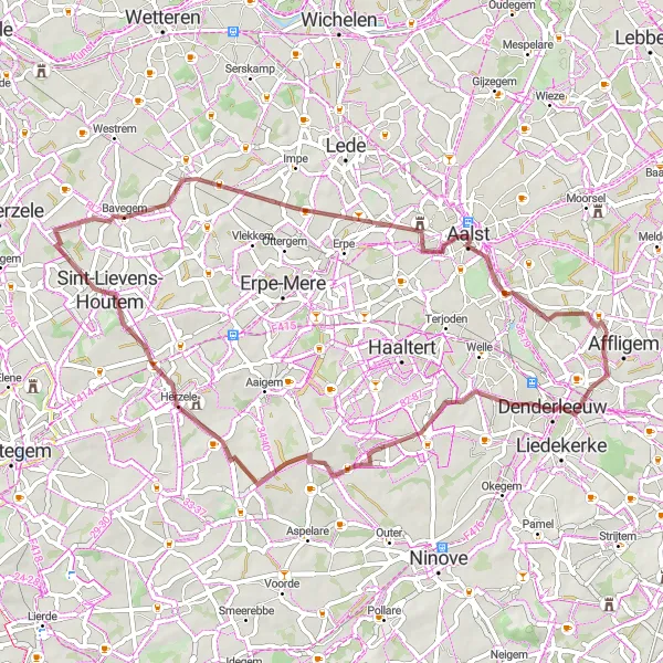 Map miniature of "The Lebeke Loop" cycling inspiration in Prov. Vlaams-Brabant, Belgium. Generated by Tarmacs.app cycling route planner