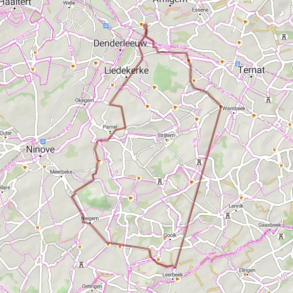 Karten-Miniaturansicht der Radinspiration "Kleine Schottertour um Teralfene" in Prov. Vlaams-Brabant, Belgium. Erstellt vom Tarmacs.app-Routenplaner für Radtouren