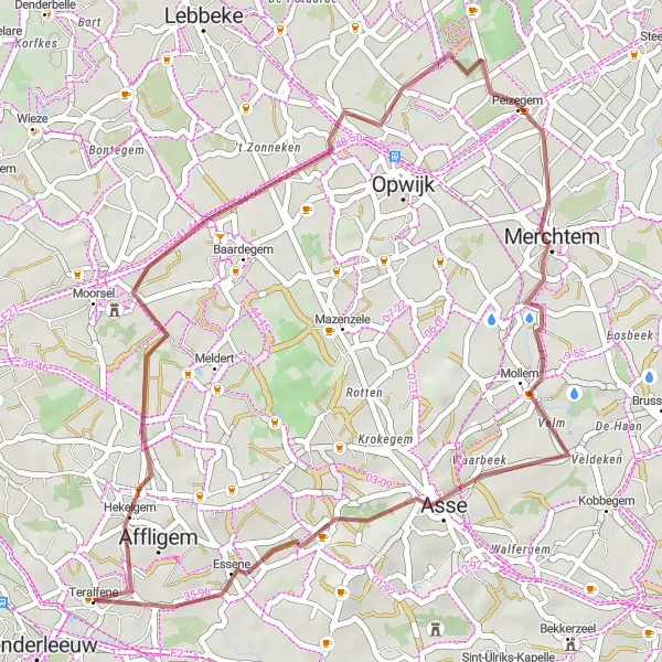 Karten-Miniaturansicht der Radinspiration "Teralfene-Oriëntatietafel Gravel Radtour" in Prov. Vlaams-Brabant, Belgium. Erstellt vom Tarmacs.app-Routenplaner für Radtouren