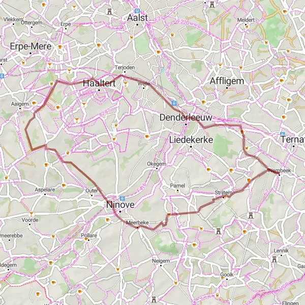 Miniatuurkaart van de fietsinspiratie "Ternat Gravelroute: Ontdek de Denderstreek" in Prov. Vlaams-Brabant, Belgium. Gemaakt door de Tarmacs.app fietsrouteplanner