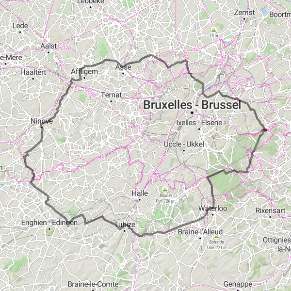 Miniatuurkaart van de fietsinspiratie "Rondje Tervuren - Ninove" in Prov. Vlaams-Brabant, Belgium. Gemaakt door de Tarmacs.app fietsrouteplanner