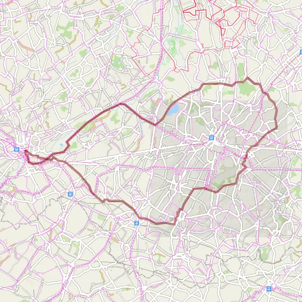 Map miniature of "Gravel Route from Tienen to Eliksem" cycling inspiration in Prov. Vlaams-Brabant, Belgium. Generated by Tarmacs.app cycling route planner