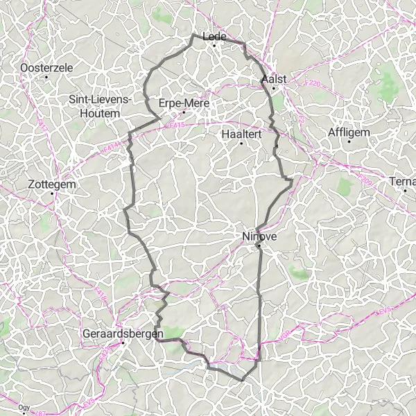 Karten-Miniaturansicht der Radinspiration "Road-Tour durch die belgische Landschaft" in Prov. Vlaams-Brabant, Belgium. Erstellt vom Tarmacs.app-Routenplaner für Radtouren