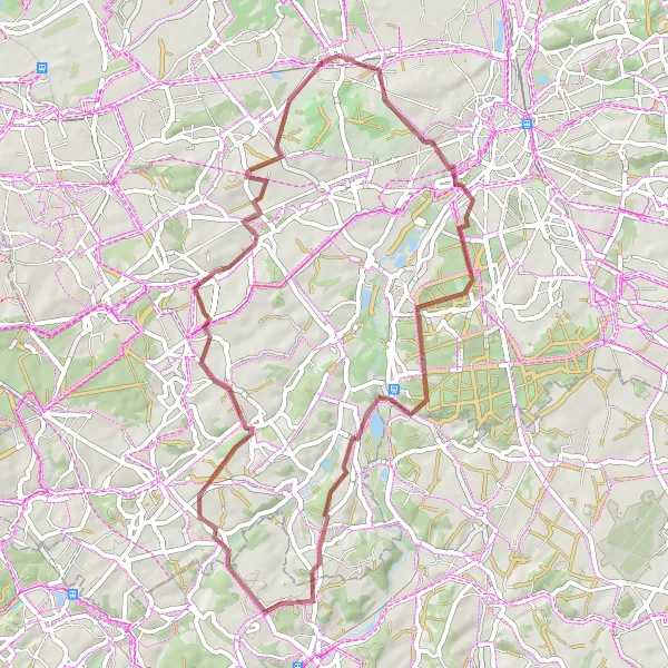 Map miniature of "Challenging Gravel Route to Veltem" cycling inspiration in Prov. Vlaams-Brabant, Belgium. Generated by Tarmacs.app cycling route planner