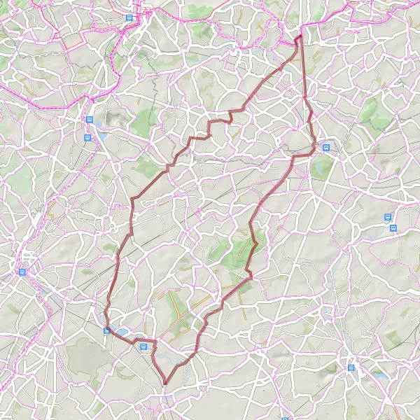 Map miniature of "Gravel Adventure through Vlaams-Brabant" cycling inspiration in Prov. Vlaams-Brabant, Belgium. Generated by Tarmacs.app cycling route planner