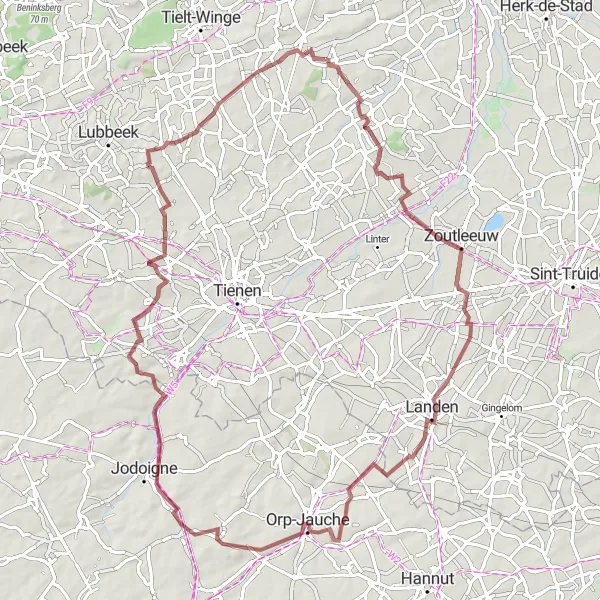 Karten-Miniaturansicht der Radinspiration "Gravelroute durch Ransberg und Meensel" in Prov. Vlaams-Brabant, Belgium. Erstellt vom Tarmacs.app-Routenplaner für Radtouren