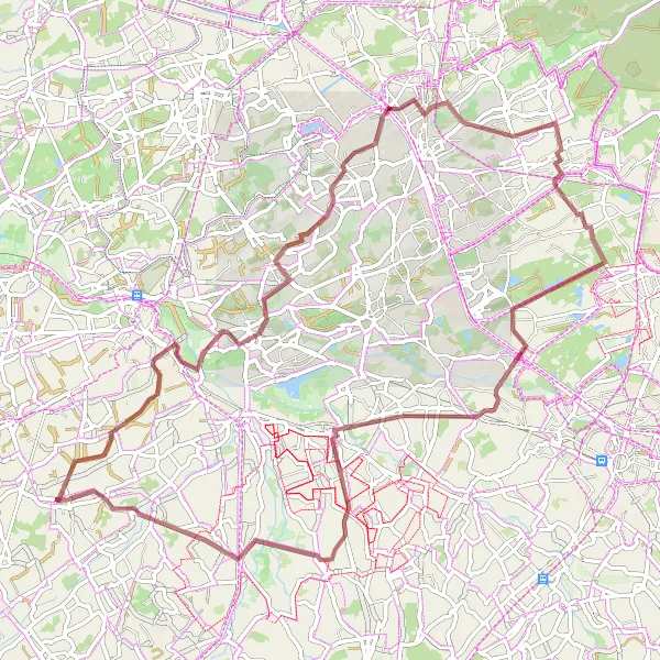 Miniatuurkaart van de fietsinspiratie "Avontuurlijke graveltocht in Vlaams-Brabant" in Prov. Vlaams-Brabant, Belgium. Gemaakt door de Tarmacs.app fietsrouteplanner