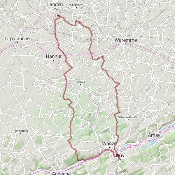 Map miniature of "The Gravel Adventure" cycling inspiration in Prov. Vlaams-Brabant, Belgium. Generated by Tarmacs.app cycling route planner