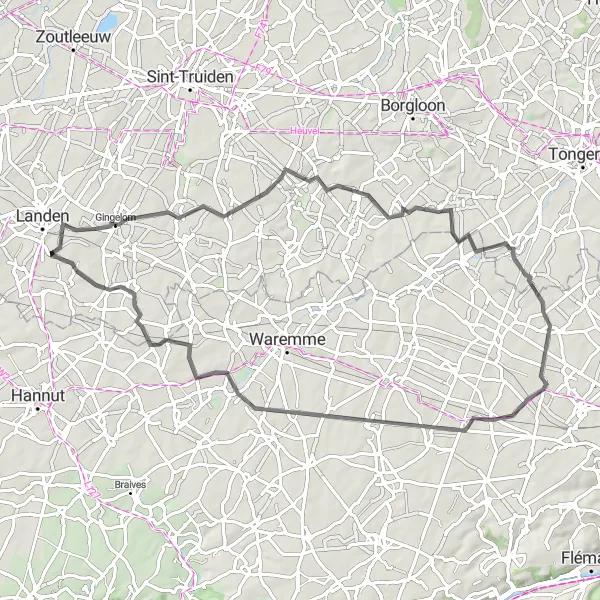 Miniatuurkaart van de fietsinspiratie "Kastelen en pittoreske dorpjes route" in Prov. Vlaams-Brabant, Belgium. Gemaakt door de Tarmacs.app fietsrouteplanner