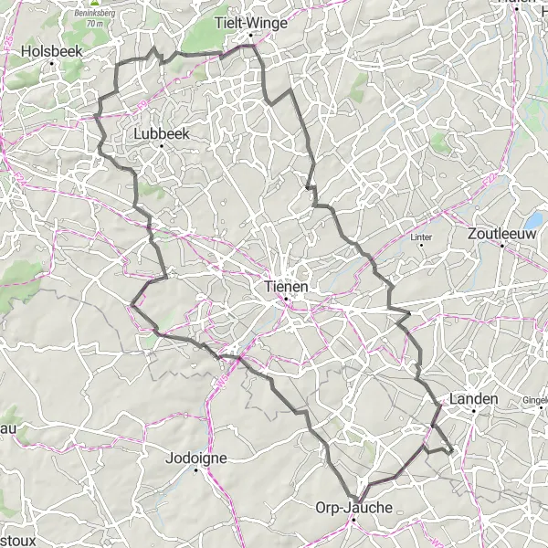 Karten-Miniaturansicht der Radinspiration "Straßentour durch Waasmont" in Prov. Vlaams-Brabant, Belgium. Erstellt vom Tarmacs.app-Routenplaner für Radtouren