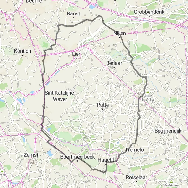 Miniatuurkaart van de fietsinspiratie "TPM14 naar Haacht" in Prov. Vlaams-Brabant, Belgium. Gemaakt door de Tarmacs.app fietsrouteplanner