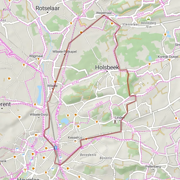 Miniatuurkaart van de fietsinspiratie "Rustige Gravelroute van Wijngaardberg en Omgeving" in Prov. Vlaams-Brabant, Belgium. Gemaakt door de Tarmacs.app fietsrouteplanner