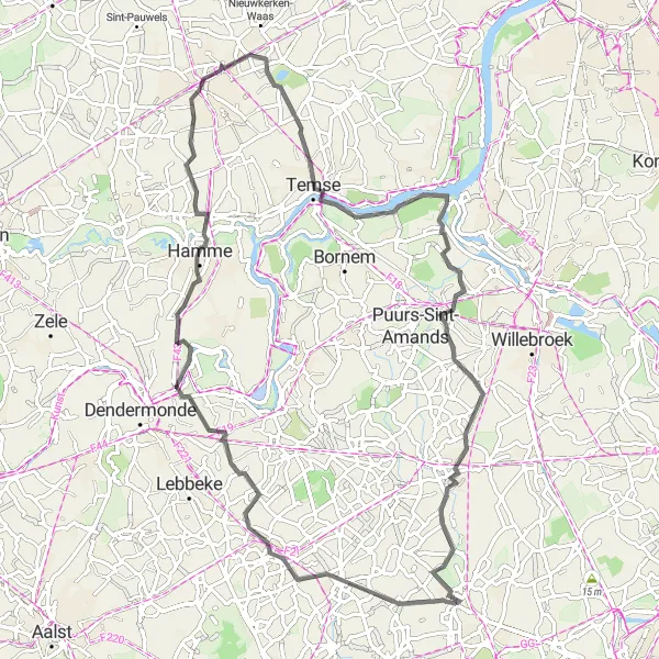 Miniatuurkaart van de fietsinspiratie "Fietstocht van Wolvertem naar Imde en terug" in Prov. Vlaams-Brabant, Belgium. Gemaakt door de Tarmacs.app fietsrouteplanner