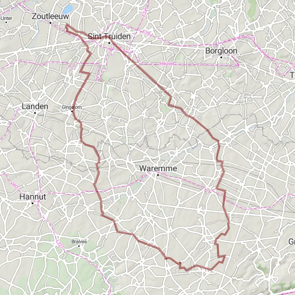 Map miniature of "The Historical Gravel Loop" cycling inspiration in Prov. Vlaams-Brabant, Belgium. Generated by Tarmacs.app cycling route planner