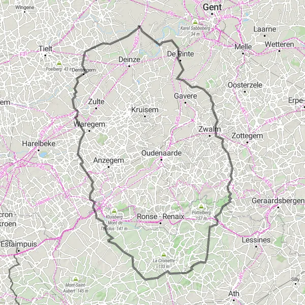 Map miniature of "Lands of Flanders" cycling inspiration in Prov. West-Vlaanderen, Belgium. Generated by Tarmacs.app cycling route planner